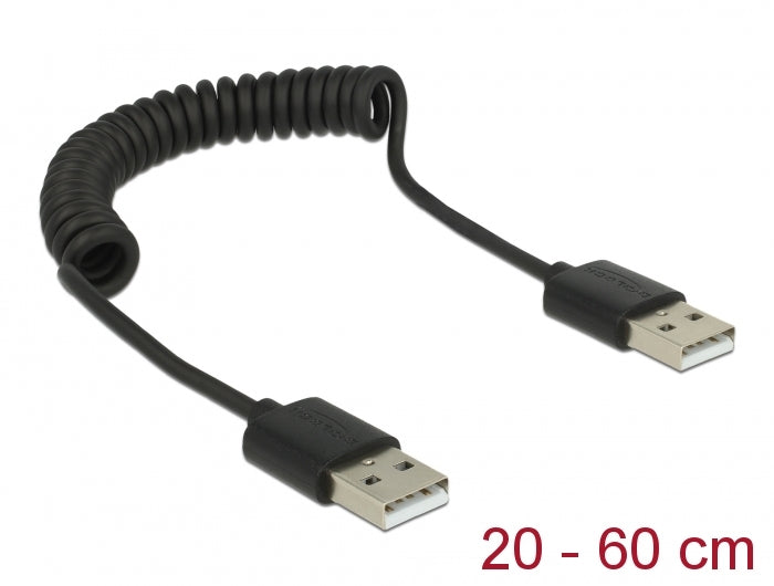 Delock Kabel USB 2.0-A Stecker / Stecker Spiralkabel