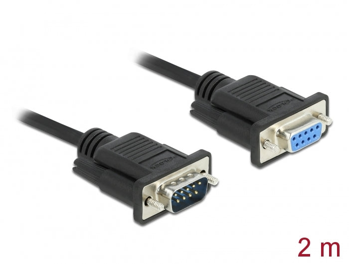 Delock RS-232 Kabel Seriell D-Sub9 Stecker zu Buchse mit schmalem Steckergehäuse 2 m