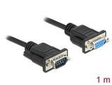 Delock RS-232 Kabel Seriell D-Sub9 Stecker zu Buchse Nullmodem mit schmalem Steckergehäuse 1 m