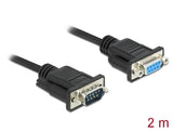 Delock RS-232 Kabel Seriell D-Sub9 Stecker zu Buchse Nullmodem mit schmalem Steckergehäuse 2 m