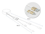 Delock USB 2 in 1 Aufrollkabel Typ-A zu Micro-B und Lightning™ weiß / gold