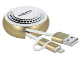 Delock USB 2 in 1 Aufrollkabel Typ-A zu Micro-B und Lightning™ weiß / gold