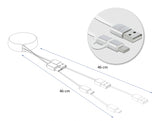 Delock USB 2 in 1 Aufrollkabel Typ-A zu Micro-B und USB-C™ weiß / silber