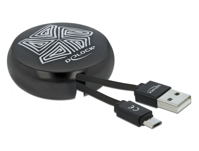 Delock USB Aufrollkabel Typ-A zu Micro-B schwarz