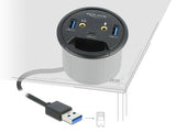 Delock 3 Port Tisch-Hub 1 x USB Type-C™ und 2 x USB Typ-A + HD-Audio Ports
