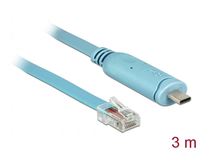 Delock Adapter USB 2.0 Type-C™ Stecker > 1 x Seriell RS-232 RJ45 Stecker 3,0 m blau