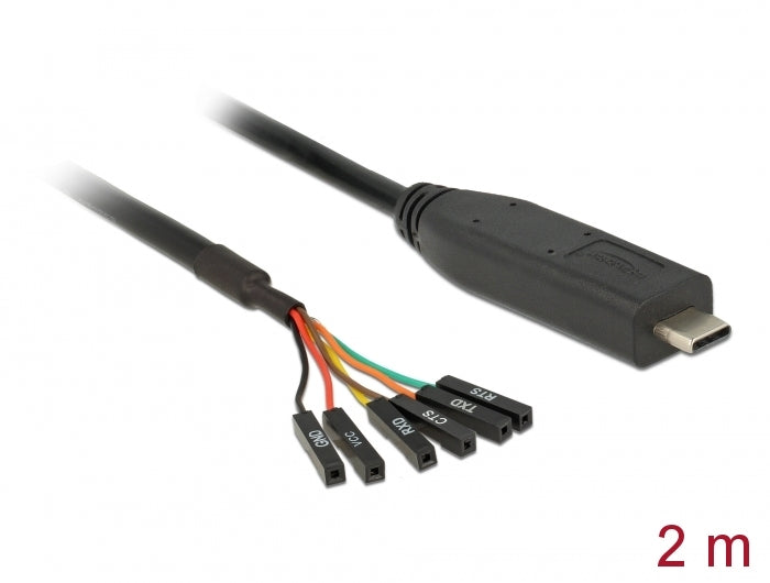 Delock Konverter USB Type-C™ 2.0 Stecker zu TTL (3,3 V) 6 Pin Pfostenbuchse einzeln 2,0 m