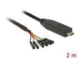 Delock Konverter USB Type-C™ 2.0 Stecker zu TTL (3,3 V) 6 Pin Pfostenbuchse einzeln 2,0 m
