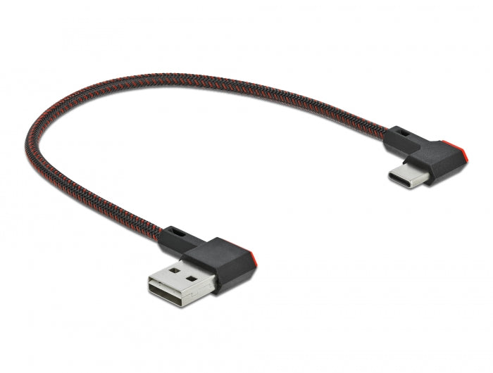 Delock EASY-USB 2.0 Kabel Typ-A Stecker zu USB Type-C™ Stecker gewinkelt links / rechts 0,2 m schwarz