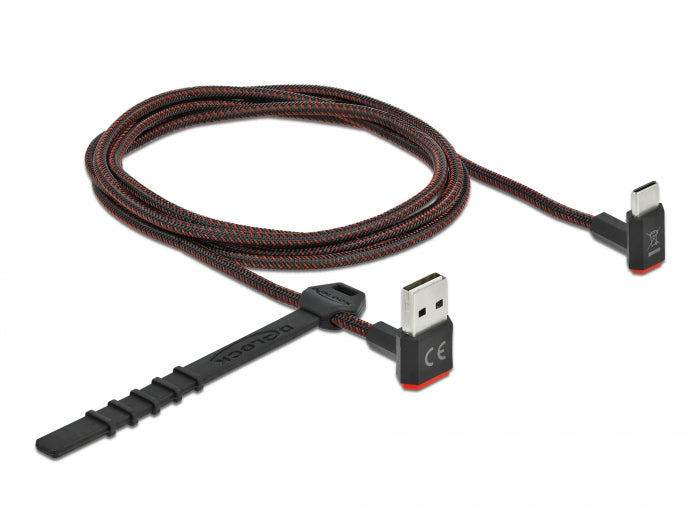 Delock EASY-USB 2.0 Kabel Typ-A Stecker zu USB Type-C™ Stecker gewinkelt oben / unten 1,5 m schwarz