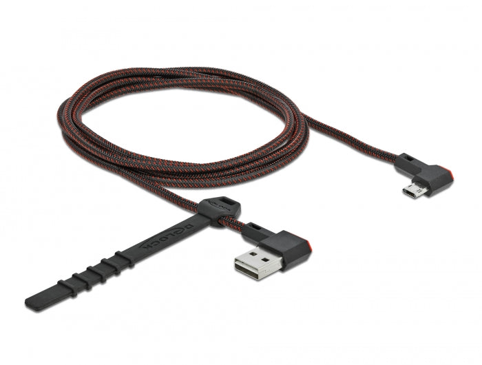 Delock EASY-USB 2.0 Kabel Typ-A Stecker zu EASY-USB Typ Micro-B Stecker gewinkelt links / rechts 1,5 m schwarz
