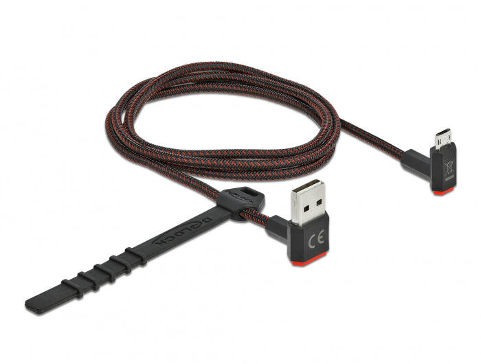 Delock EASY-USB 2.0 Kabel Typ-A Stecker zu EASY-USB Typ Micro-B Stecker gewinkelt oben / unten 1 m schwarz