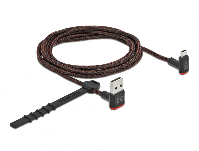 Delock EASY-USB 2.0 Kabel Typ-A Stecker zu EASY-USB Typ Micro-B Stecker gewinkelt oben / unten 2 m schwarz