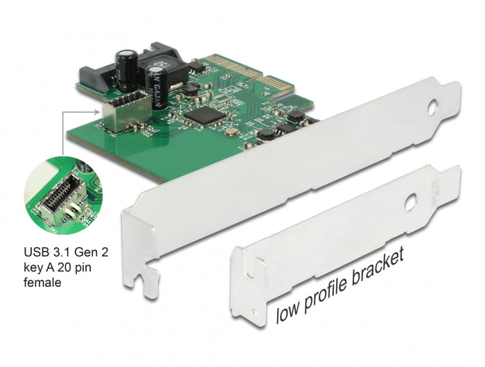 Delock PCI Express x4 Karte zu 1 x intern USB 10 Gbps Typ-E Key A 20 Pin Buchse