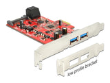 Delock PCI Express x1 Karte > 2 x extern USB 3.0 + 2 x intern SATA 6 Gb/s – Low Profile Form Faktor