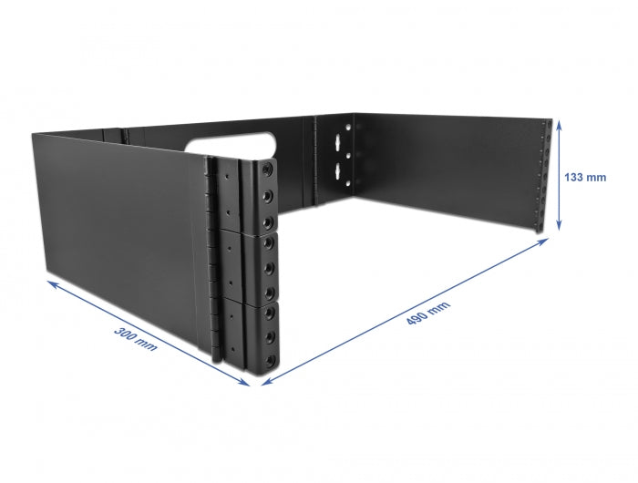 Delock 19″ Wandhalterung 3 HE faltbar schwarz