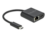 Delock USB Type-C™ Adapter zu Gigabit LAN 10/100/1000 Mbps mit Power Delivery Anschluss schwarz