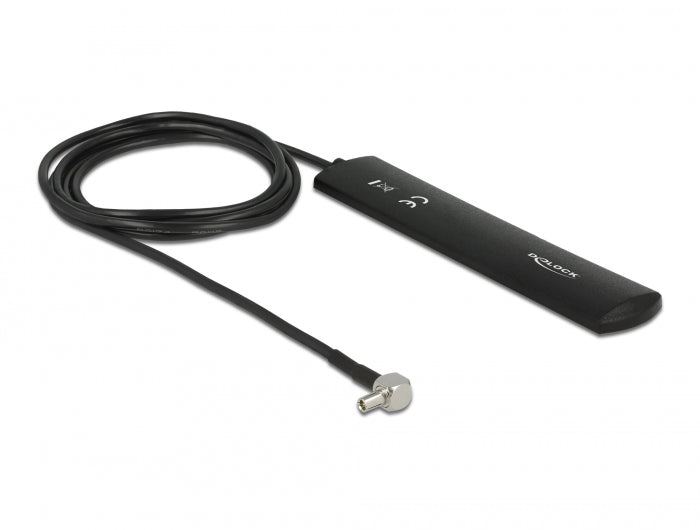 Delock LTE Antenne TS-9 Stecker 90° 3 dBi omnidirektional starr schwarz Klebemontage