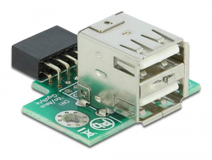 Delock USB Pfostenbuchse > 2 x USB 2.0 Typ-A Buchse - oben