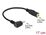 Delock Audiokabel Klinkenstecker 2,5 mm 3 Pin gewinkelt > Klinkenbuchse 3,5 mm 4 Pin