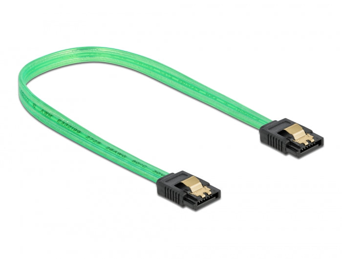 Delock SATA 6 Gb/s Kabel UV Leuchteffekt grün 20 cm