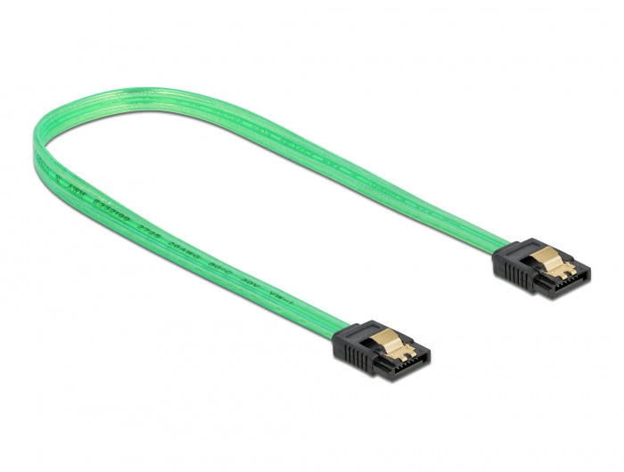 Delock SATA 6 Gb/s Kabel UV Leuchteffekt grün 70 cm