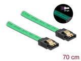 Delock SATA 6 Gb/s Kabel UV Leuchteffekt grün 70 cm