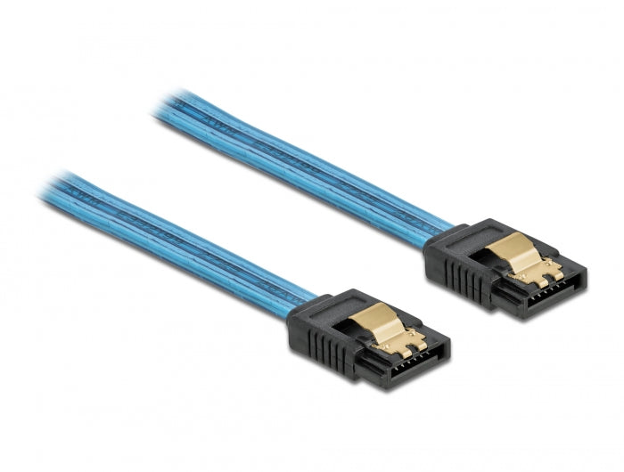 Delock SATA 6 Gb/s Kabel UV Leuchteffekt blau 50 cm