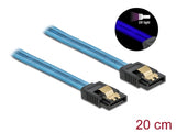 Delock SATA 6 Gb/s Kabel UV Leuchteffekt blau 20 cm