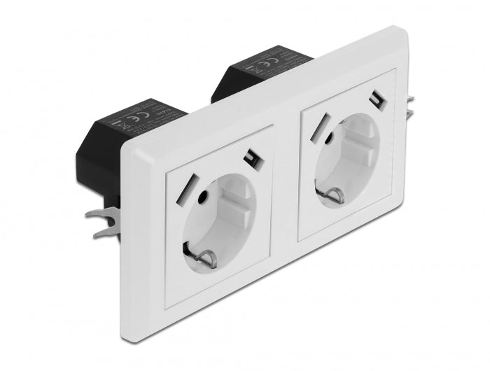 Delock 2-fach Einbausteckdose mit 4 x USB Typ-A Ladeport 2 x 2,8 A