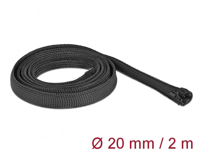 Delock Geflechtschlauch mit Reißverschluss hitzebeständig 2 m x 20 mm schwarz