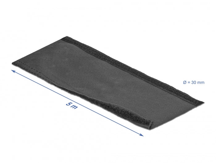 Delock Gewebeschlauch mit Klettverschluss hitzebeständig 5 m x 30 mm schwarz