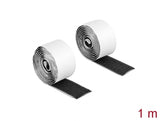 Delock Klettband selbstklebend mit Haft- und Flauschband L 1 m x B 25 mm schwarz