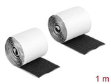 Delock Klettband selbstklebend mit Haft- und Flauschband L 1 m x B 50 mm schwarz