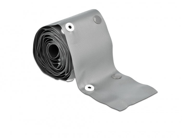 Delock Kabelschutzschlauch mit Knopfverschluss hitzebeständig 2 m x 10 mm grau / schwarz