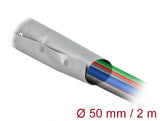 Delock Kabelschutzschlauch mit Knopfverschluss hitzebeständig 2 m x 50 mm grau / schwarz