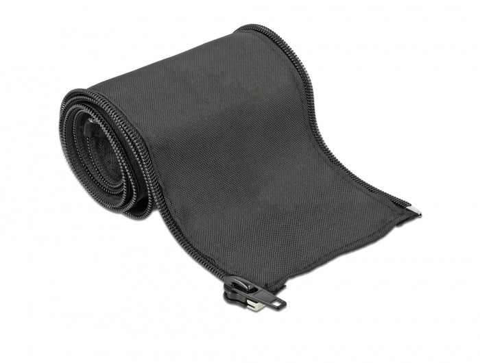 Delock Gewebeschlauch mit Reißverschluss hitzebeständig 1 m x 35 mm schwarz