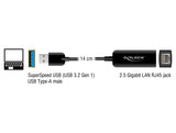 Delock USB Typ-A Netzwerk Adapter 2,5 Gigabit LAN 1 x RJ45 kompakt