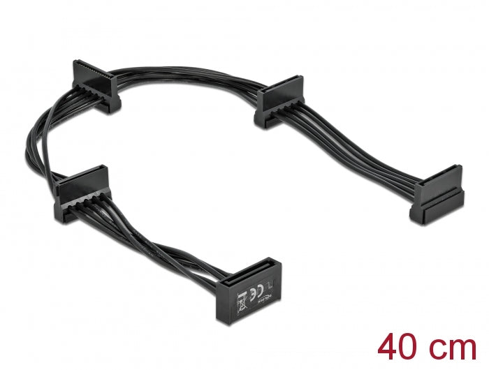 Delock Kabel Power SATA 15 Pin Stecker > 4 x SATA 15 Pin Buchse 40 cm schwarz