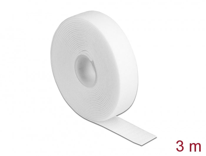 Delock Klettband auf Rolle L 3 m x B 20 mm weiß
