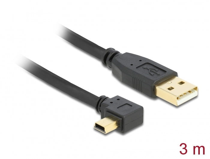 Delock USB 2.0 Kabel Typ-A Stecker zu Typ Mini-B Stecker links gewinkelt 3 m