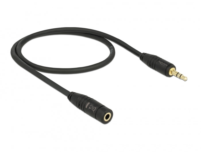 Delock Klinkenverlängerungskabel 3,5 mm 3 Pin Stecker > Buchse 0,5 m schwarz