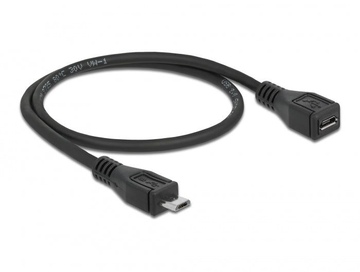 Delock Verlängerungskabel USB 2.0 Typ Micro-B Stecker > USB 2.0 Typ Micro-B Buchse 0,5 m