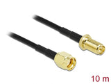 Delock Antennenkabel RP-SMA Stecker zu RP-SMA Buchse LMR/CFD100 10 m low loss
