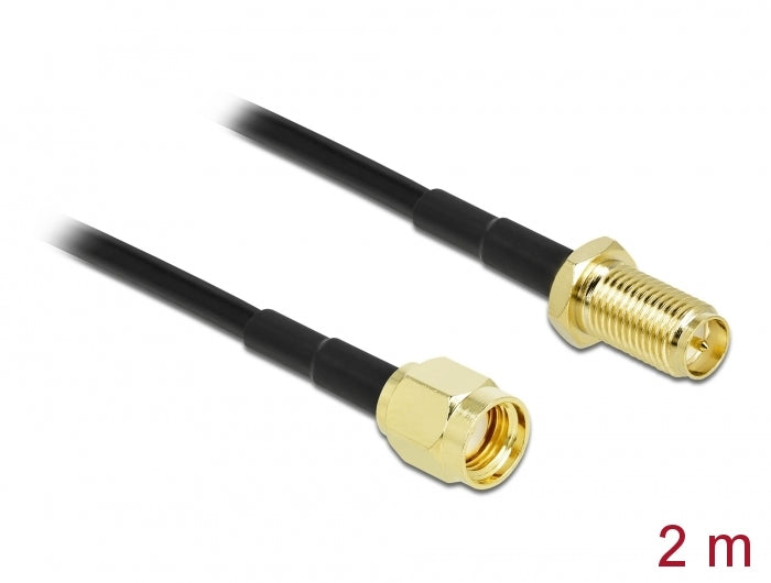 Delock Antennenkabel RP-SMA Stecker zu RP-SMA Buchse LMR/CFD100 2 m low loss