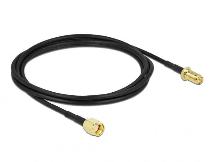 Delock Antennenkabel RP-SMA Stecker zu RP-SMA Buchse LMR/CFD100 2 m low loss