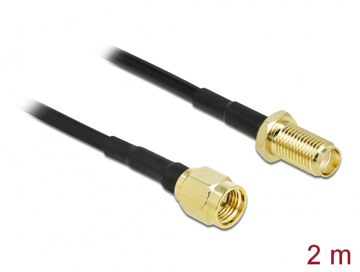 Delock Antennenkabel SMA Stecker zu SMA Buchse LMR/CFD100 2 m low loss
