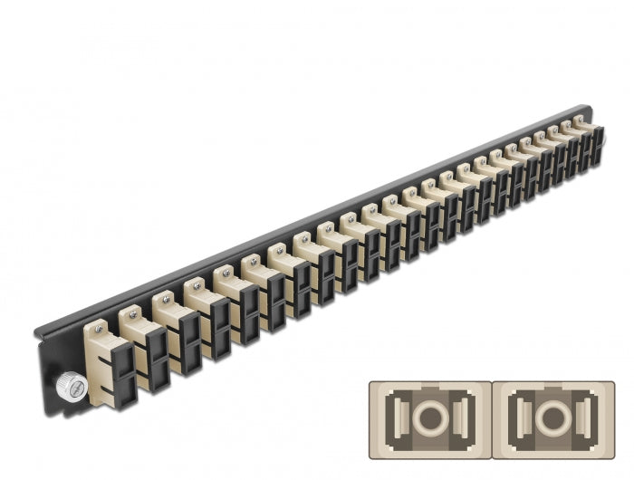 Delock 19″ LWL Spleißbox Frontblende 24 Port SC Duplex beige