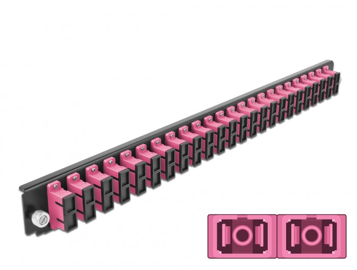 Delock 19″ LWL Spleißbox Frontblende 24 Port SC Duplex violett