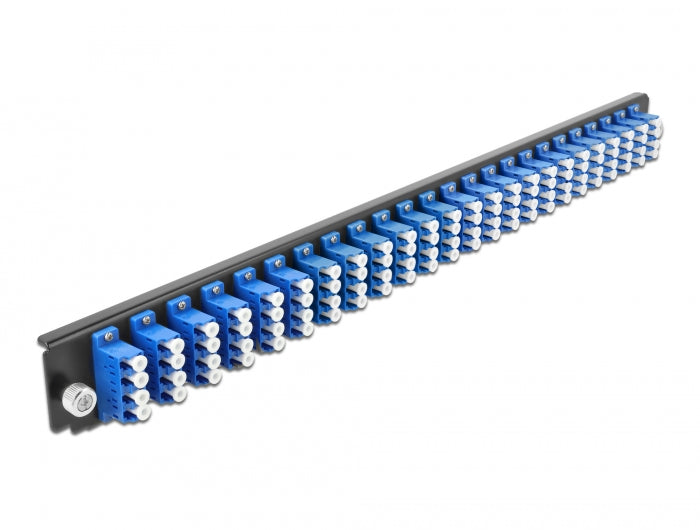 Delock 19″ LWL Spleißbox Frontblende 24 Port LC Quad blau